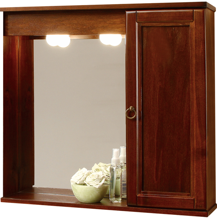 specchio a mobiletto per bagno art 771d anticato arte povera con 1 anta liscia a destra